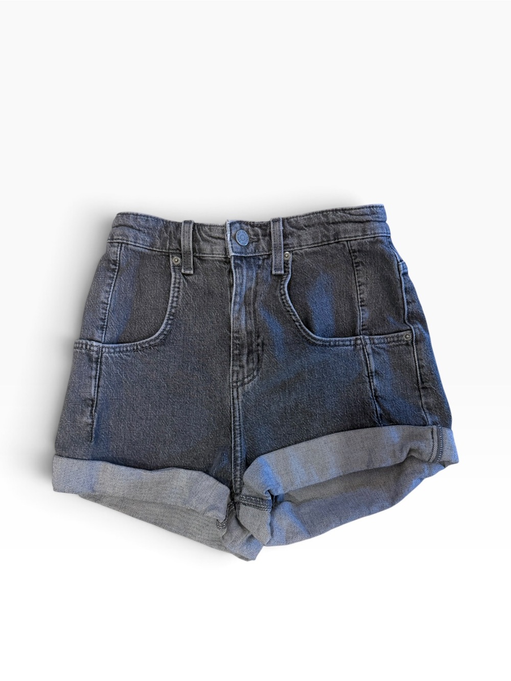 BDG High Rise Roll Hem Black Denim Short Size 26